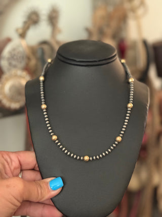 18” Gold & Sterling Pearl necklace