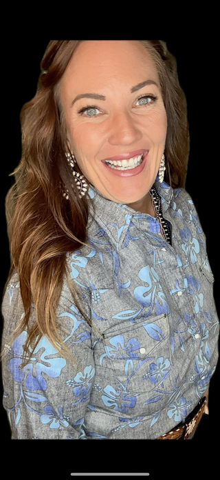 Hawaiian Pearl Snap Inside out blue shirt