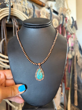 Genuine Royston Turquoise Copper Pendant