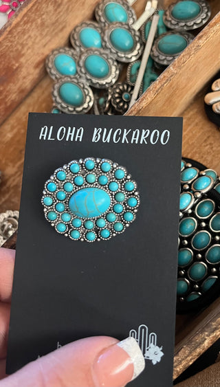 Faux Turquoise Oval Brooch
