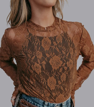 Roses Lace Mesh top bronze
