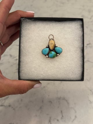 The Hattie ~ Elk Ivory & Kingman Turquoise Pendant