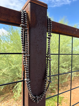 64 inches silver Navajo pearl beads  multi beads
