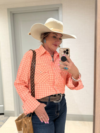 Coral Cowgirl Pearl Snap