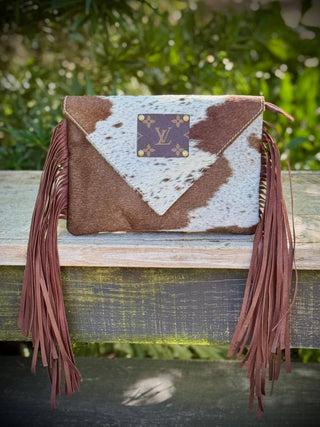 Upcycled LV Cowhide Leather Crossbody Bag Western Rodeo