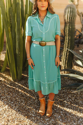 Desert Turquoise Pearl Snap Dress