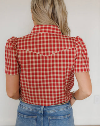 Red Gingham Pearl Snap
