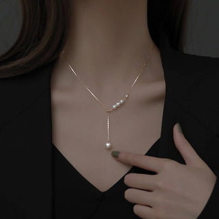 Simple Elegant Pearl Pendant Necklace Gold