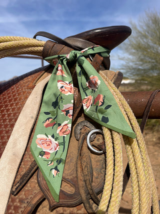 F Sage Green Floral Twilly