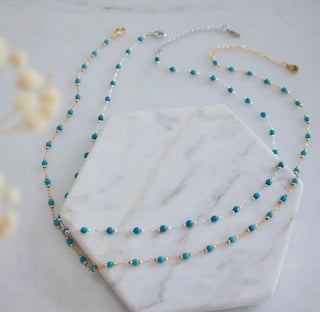 Faceted Silver & Turquoise Choker Necklace
