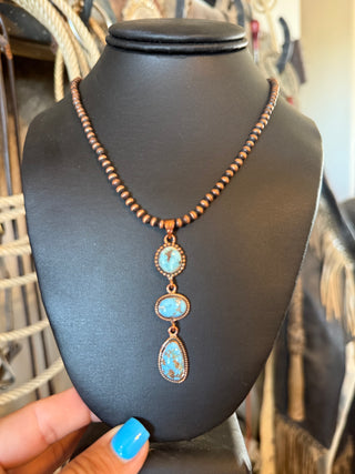 Genuine Golden Hills Turquoise Copper Drop Pendant
