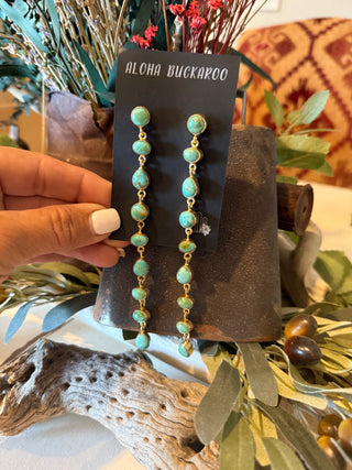 The Golden Belle | Genuine Kingman Turquoise Gold Dangle Earrings