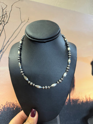 Sterling Silver Torpedo Pearl Necklace | 15”