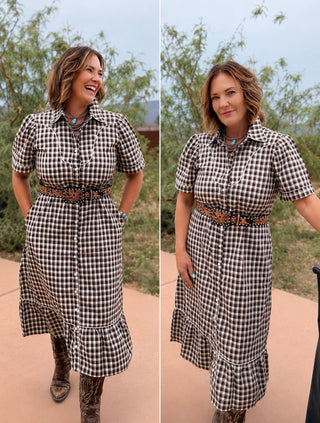 Prairie Gingham Pearl Snap Dress