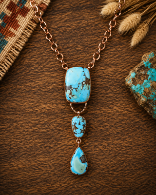 Genuine Golden Hills Turquoise Copper Drop Necklace