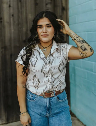 Aztec short sleeve pearl snap