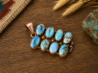 Genuine Golden Hills Turquoise Copper Cluster Pendant