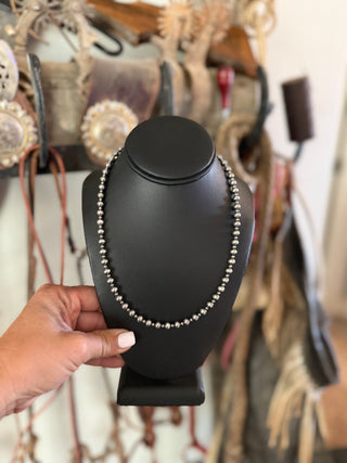 Sterling Silver Pearl Necklace | 18” Alternating 4mm & 8mm