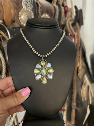 Western Wildflower Turquoise Pendant