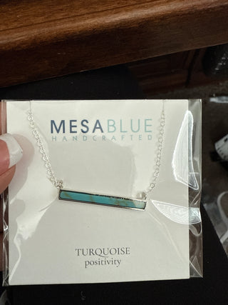 Dainty Silver and Turquoise bar necklace