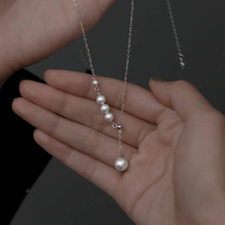 Simple Pearl Pendant Necklace Silver