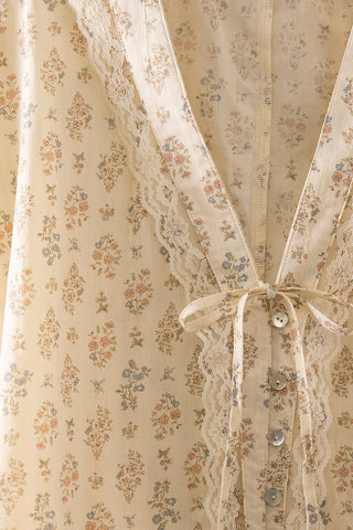 Romantic Floral Lace Tie Blouse