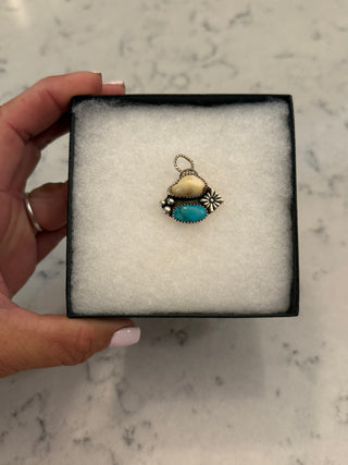 The Clara ~ Elk Ivory & Kingman Turquoise Pendant