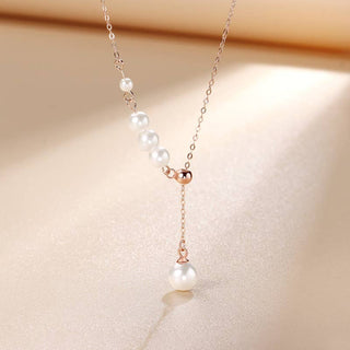 Simple Pearl Pendant Necklace Silver