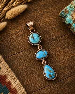 Genuine Golden Hills Turquoise Copper Drop Pendant