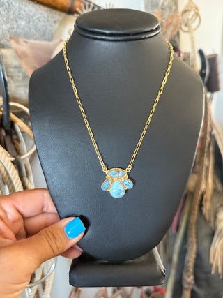 Natural Golden Hills Turquoise Gold-Plated Necklace