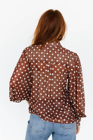 TH2820 BROWN POKA DOT MESH TIE TOP (7 PIECES)