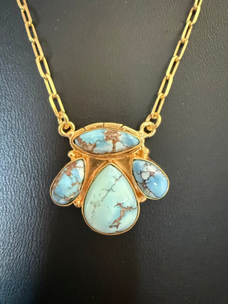 Natural Golden Hills Turquoise Gold-Plated Necklace