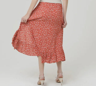 Rust Ruffle Skirt