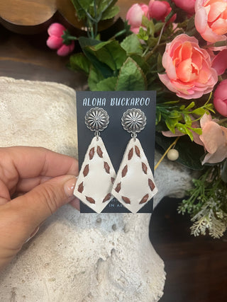 Concho Cream Leather earrings (2 lace colors)