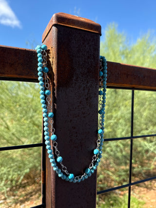 24” double strand sky blue faux turquoise necklace