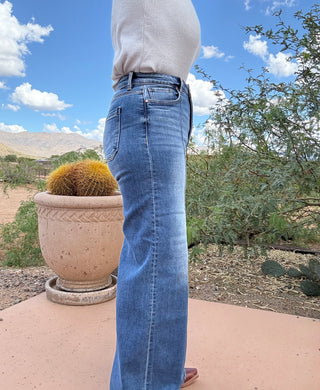 Risen Tummy Control Trouser-Cut Jeans – Medium Wash