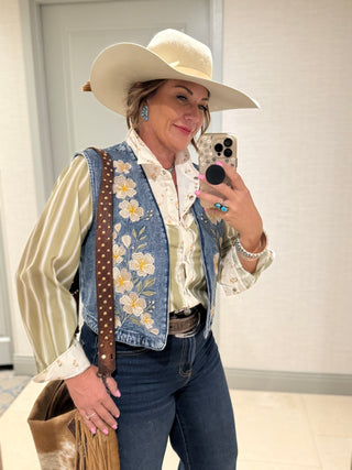 The Wildflower Denim Vest