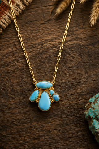 Natural Golden Hills Turquoise Gold-Plated Necklace
