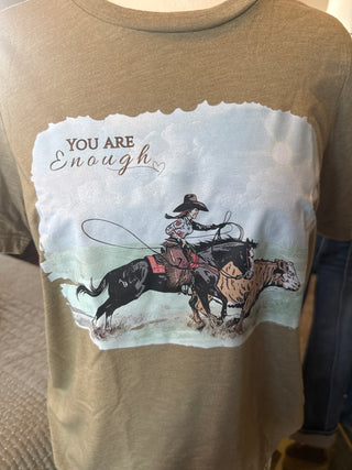 You are Enough Tshirt Olive