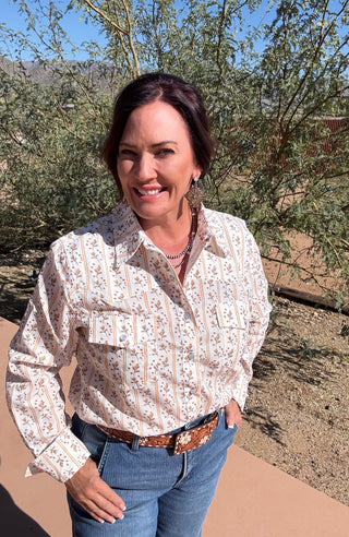 Vintage Floral Strip Shirt