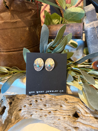 The Magnolia Belle Turquoise | Sterling Silver Floral Stud Earrings