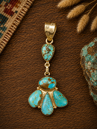 Genuine Number 8 Turquoise Gold Pendant
