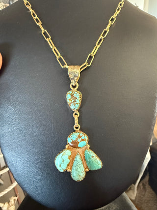 Genuine Number 8 Turquoise Gold Pendant and chain