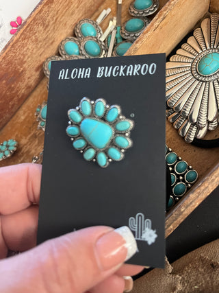 Faux Turquoise 12 stone Brooch