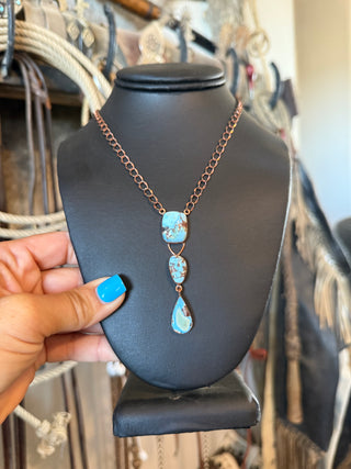 Genuine Golden Hills Turquoise Copper Drop Necklace