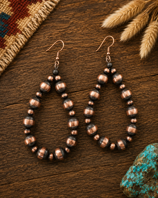 Handcrafted Copper Pearl Hoop Earrings