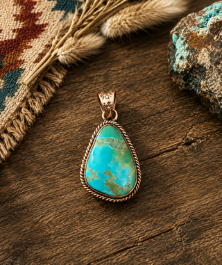 Genuine Royston Turquoise Copper Pendant
