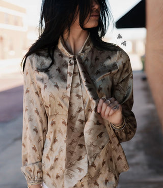 High Plains Rodeo Tie-Neck Blouse