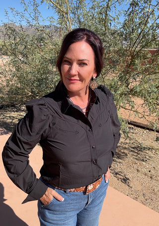 Performance Pearl Snap Shirt Black