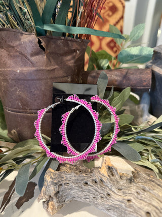Red Mare “Hot Pink” Ladder Stitch Hoops
